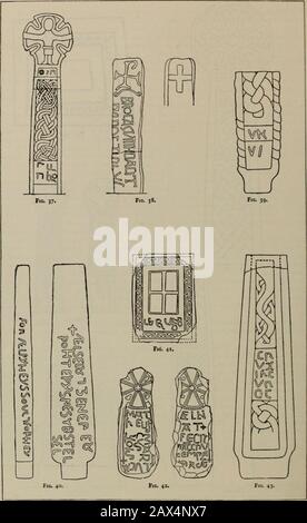 L'histoire de Victoria du comté de Cornwall . z ^ Fig. 36. Echelle, Jj linéaire. Fig. 32. Cardinham, N° 2—Fig. 33. Lanhadron—Fig. 34. Lanherne—Fig. 35. Par (De Biscovey)- Fig. 36. Redgate. 421 UN HISTORIQUE DE LA PLAQUE DE CORNWALL VI. Échelle, 7^ linéaire. Fig. 37. Sancreed, N° 2.— Fig. 38. Doydon—Fig. 39. Gulval—Fig. 40. Lanteglos De Camelford—Fig. 41. Pendarves- Fig. 42. Trevena—Fig. 43. Descendez De L'Eau. 422 PREMIERS MONUMENTS CHRÉTIENS South Hill.—Pierre du pilier Rude debout dans le jardin du répertoire. Découvert par les contraintes. J. Wills, de Saint-Wendron, le 3 septembre 1891, dans la rockerie du jardin vicarié. Theinsc Banque D'Images