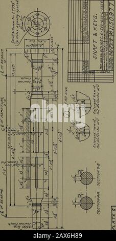 Dessin de machine; un guide pratique des méthodes standard de représentation graphique des machines, y compris les dessins détaillés complets d'une pompe duplex et d'un générateur de courant direct . tout aussi clair et complet que pour les pièces plus complexes. Notez que les dimensions howmany sont données et les raisons pour elles par exemple, les angles des faces du cône qui doivent vérifier avec l'angle de réponse cor sur les barres du collecteur, et le rayon de la courbure entre la face du cône et la face verticale qui doit besuch pour tourner le cône isolant sans tendance à le breakit. Depuis ces anneaux Banque D'Images