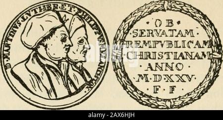 Martin Luther : le héros de la réforme 1483-1546 / par Henry Eyster Jacobs . ll Je tente de forcer. * TheWord qui a créé les cieux et la terre doit le faire, ou il sera laissé annulé. Ces sermons, par leur présentation calme du 1522] les prophètes Zwickau 217 vérité, désarmés toute opposition. Melanchthon a été renforcé. ZWILLING a avoué ses erreurs. Le Conseil de Wittenberg a présenté à Luther et à son père des témoignages substantiels de leur ap-preciation de ses services. Capito, aumônier de l'archevêque de Mayence, ayant entendu parler des twinosermons, a été converti par eux Banque D'Images