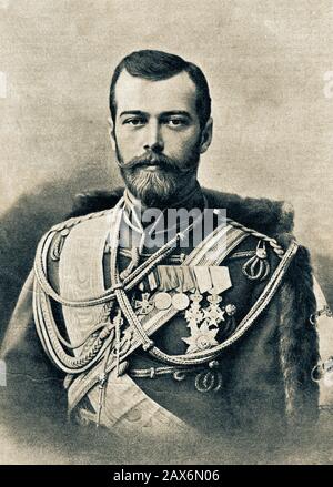 Nicolas II , Romanov, dernier tsar de Russie, du 1er novembre 1894 jusqu'à son abdication forcée le 15 mars 1917. Banque D'Images