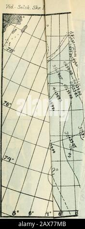 La mer à l'ouest de Spitsbergen; les observations océanographiques de l'expédition de Spitsbergen d'Isachsen en 1910 . 22 Au 23 Juin 1910 0 Au 9 1910 Noks* Vid.- Selsk Sk. Échelle 1 ?? 6000.000 Banque D'Images