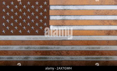 Vieux métal USA drapeau bronze, cuivre, aluminium, fer Banque D'Images