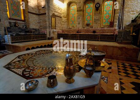 Le plus ancien hammam de Damas, hammam al Malek al Zaher, construit en 985 AC, Damas, Syrie. Banque D'Images