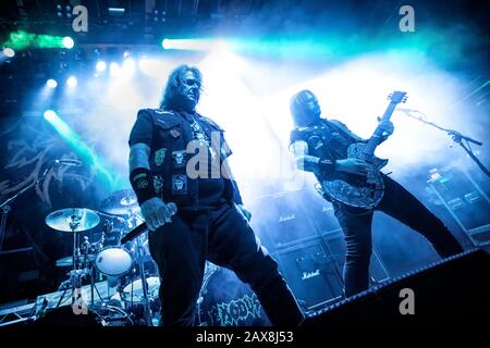 Oslo, Norvège. 08 février 2020. Le groupe américain de thrash Metal Exode exécute un concert en direct à Rockefeller à Oslo. Ici, le chanteur Steve Souza est vu en direct sur scène. (Crédit Photo: Gonzales Photo - Terje Dokken). Banque D'Images