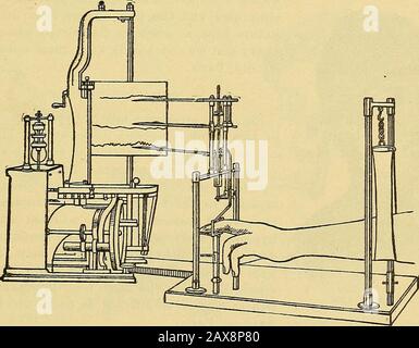 Homme et homme anormal, y compris une étude des enfants, en rapport avec des factures pour établir des laboratoires sous les gouvernements fédéral et d'État pour l'étude des classes criminelles, pauper et défectueuses, avec des bibliographies . Fia. 35.—Appareils pour mesurer le mouvement de la main, de la tougue, etc. (Filliatre.) necFC la main avec les différents leviers correspondant aux trois directions principales, et pour enregistrer séparément les mouvements de chacun de ces leviers. Torecord ces mouvements sur le même cylindre, les leviers angulaires doivent être placés entre la tige sur laquelle repose le doigt et le marqueur Banque D'Images