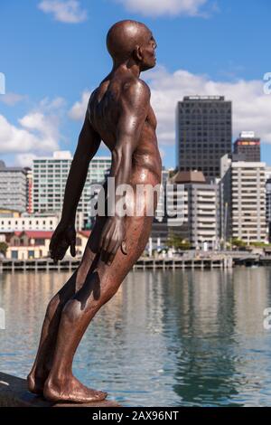 Solace de la statue du vent, horizon de Wellington, Nouvelle-Zélande Banque D'Images