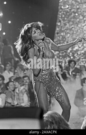 Tina Turner, amerikanische Sängerin und Sauspielerin, bei einem Auftritt im deutschen Fernsehen à Hambourg, Allemagne, 1982. La chanteuse et actrice américaine Tina Turner qui se présente à Hambourg, Allemagne, 1982, à la télévision allemande. Banque D'Images