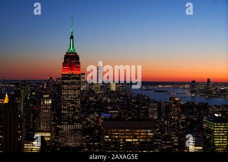 L'Empire State Building, vue du Top of the Rock, New York Banque D'Images