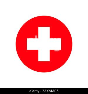 Panneau rouge interhospitalier isolé sur fond blanc. Emblème de la médecine ou de la pharmacie. SPE 10 Banque D'Images