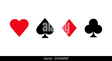 Types de poker cartes de jeu. Peu de signes de type rouge et noir isolés sur fond blanc. SPE 10 Banque D'Images