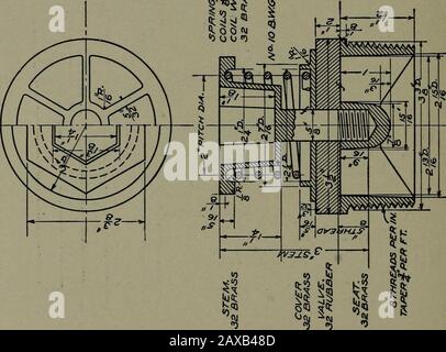 Schéma de la machine ; un guide pratique des méthodes standard de représentation graphique des machines, y compris des dessins détaillés complets d'une pompe duplex et d'un générateur de courant direct . I -.#&gt; 68 DESSIN DE MACHINE 5! £° hi k*. Banque D'Images