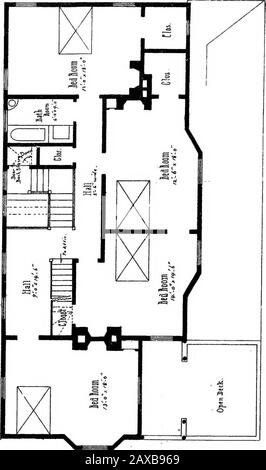 Cottages américains; composés de quatre grandes assiettes de quarto, contenant des dessins originaux de cottages à prix moyen et bas, des maisons de campagne et de bord de mer Asso, une maison de club, pavillon .. . -s^ =s. Banque D'Images