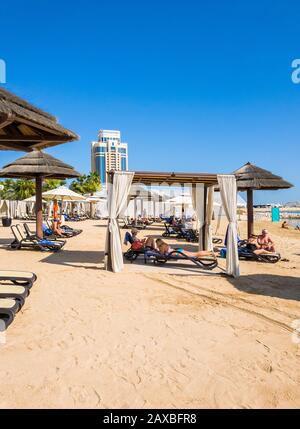 Doha, Qatar - novembre 11. 2019. Plage privée Grand of Hyatt Hotels Banque D'Images