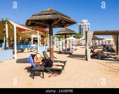 Doha, Qatar - novembre 11. 2019. Plage privée Grand of Hyatt Hotels Banque D'Images