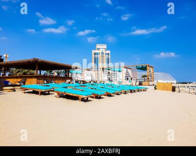 Doha, Qatar - novembre 11. 2019. Plage privée Grand of Hyatt Hotels Banque D'Images