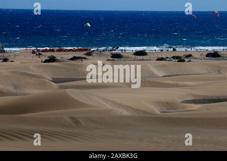 Impressionen: Atlantik, Duenen von Maspalomas/ Playa del Ingles, Gran Canaria, Kanarische Inseln, Spanien/ impressions: Océan Atlantique, dunes de Maspa Banque D'Images