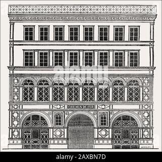 La façade planifiée de la gare de la Madeleine, rue Tronchet, Paris, France, 1830 Banque D'Images