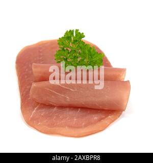 Jambon de saumon sur fond blanc Banque D'Images