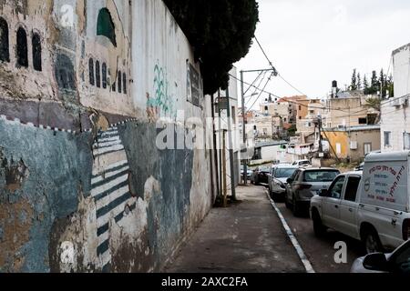 Baqa Al Gharbiya, Israël. 11 février 2020. Baqa Al Gharbiya, une ville arabe israélienne de 30 000 habitants, est l'une des communautés mentionnées dans le plan de l'administration américaine comme candidat à un éventuel échange de terres et de communautés arabes dans le "Triangle" entre Israël et le futur État palestinien. Les Arabes israéliens s'opposent au plan de paix « eal of the Century » proposé par Trump pour résoudre le conflit palestinien israélien. Crédit: Nir Alon/Alay Live News Banque D'Images