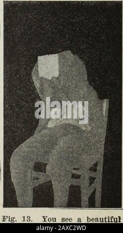 Gilbert expériences de lumière pour les garçons . ter pouce de chaque côté. Les résultats sont-ils similaires ? Vous avez probablement remarqué que la lumière du soleil produit des images rondes du soleil quand il traverse n'importe quelle petite ouverture; par exemple, dans un obturateur ou aveugle, entre les feuilles des arbres, et ainsi de suite.l'explication est celle donnée ci-dessus. Expérience N° 7. Pour créer une caméra d'apinhole. Faites un trou de clou au milieu de la partie inférieure de la boîte de carton, couvrir le dessus ouvert avec un morceau de Fig. 12. Le côté ouvert de la boîte est recouvert de papier tissulaire (Fig. 12), tenez le trou vers un paysage lumineux, couvrez votre he Banque D'Images