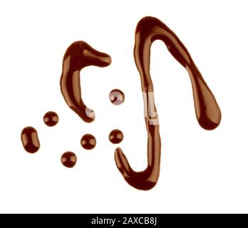 diverses formes de sauce au chocolat isolées sur un blanc Banque D'Images