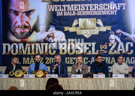 Gait Kabayel; Benedikt Poelchau; Boxen; Dirk Dzemski; Dominic Bösel; Magdeburg; Presse; Pressekonferenz; Ses; Sukru Aksu; Banque D'Images