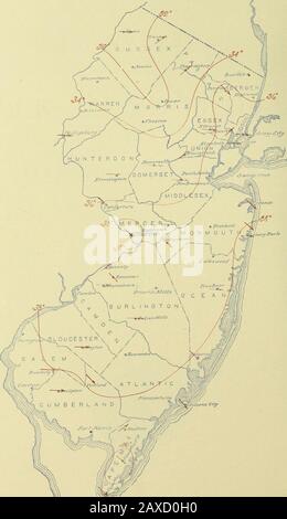 Données Climatologiques, New Jersey . BOSTON, MASSE. Bureau du Bureau météorologique 15 janvier 1908 (Isothermes Mensuels Moyens et vents Dominants, décembre 1907. DKOKMUKK, IUII CMMATOI.IDEAL REPOUT: NOUVEAU JKKSEV SKCTION. UI U. S. DEPARTMRNT DE L'AGRICULTURE, SERVICE CLIMATOLOGIQUE DE THK WEATHER BUREAU. BUREAU central : Washington, D. C. IsleEW DEF^SEY SECTION,LEVI A. JUDKINS, directeur de section. XX. Atlantic City, N. J., décembre 1907. N° 12. RÉSUMÉ GÉNÉRAL. Décembre 1007, comme une wliole, était doux et généralement libre de changements soudains et décidés de température. La température des méandres de la dernière décennie a été Banque D'Images