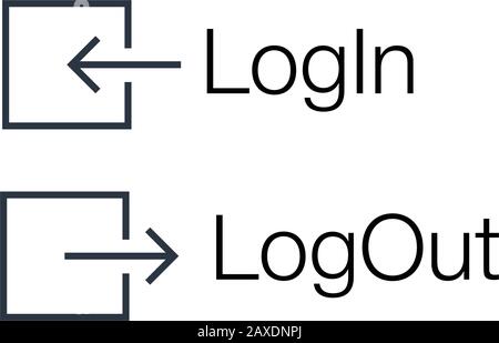 Icônes de connexion et de déconnexion définies. Peut être utilisé pour les applications, le développement de logiciels Web. Illustration vectorielle de stock isolée Illustration de Vecteur