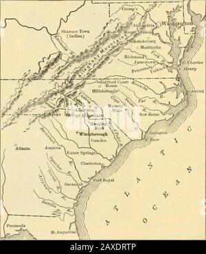 Une histoire des États-Unis . COLONKL 1A1;LKT, mais a rejoint l'armée en 1780 comme brigadiergeneral; a gagné la victoire à Cowpen; a été congressiste de Virginie en 1797. 170 LES CAMPAGNES DE 1780 ET 1781. [§225 grande capacité au Québec, à Trenton et à Saratoga. Les forces de Tarleton et de Morgan étaient à peu près égales. Le commandant Tlie Amer-ican a choisi, comme endroit pour la bataille, un troupeau en clair ouvert, appelé les encens. Le. Carte des opérations dans le Sud, 1780-1781. Les Britanniques, bien que fatigués après une difficile marche de cinq heures, ont décidé de passer à la fois à une attaque de front. La première Banque D'Images