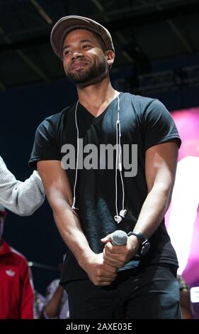 ***PHOTO DU DOSSIER*** Jussie Smollett inculpé par un procureur spécial à Chicago pour enquêter sur les allégations qu'il a faussement signalées être victime d'un crime de haine en janvier 2019. Miami GARDENS, FL - 22 mars : Jussie Smollett assiste au 10ème Jazz annuel 2015 dans Les jardins du Sun Life Stadium Miami Gardens, Floride, 22 mars 2015. Photo D'Aaron Gilbert/Mediapunch Banque D'Images