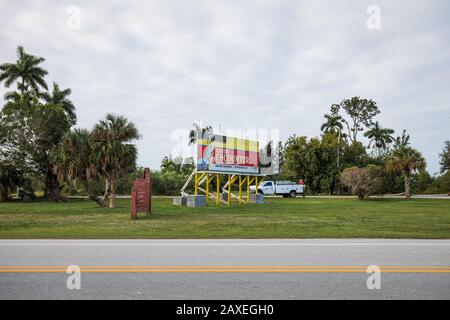 Panneau d'affichage dans les Everglades, Floride Banque D'Images