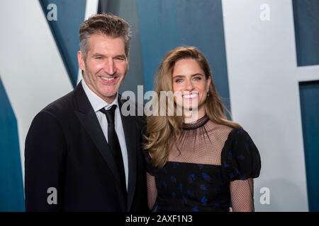 David Benioff et Amanda Peet assistent à la Vanity Fair Oscar Party au Wallis Annenberg Center for the Performing Arts à Beverly Hills, Los Angeles, États-Unis, le 09 février 2020. | utilisation dans le monde entier Banque D'Images