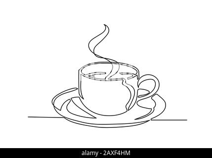 Dessin continu d'une ligne de tasse de café. Illustration vectorielle. Banque D'Images