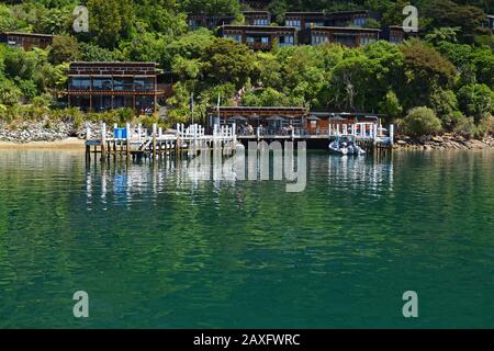 Marlborough, Nouvelle-Zélande - 07 Février 2020: Bay Of Many Coves Resort, Marlborough Sounds, Nouvelle-Zélande. Banque D'Images