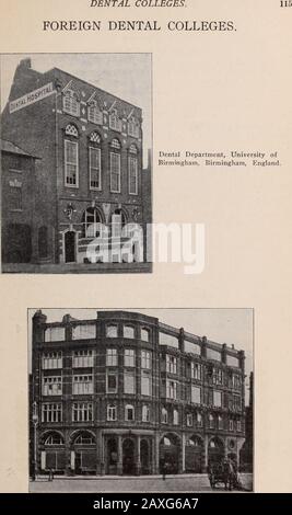 Examen dentaire; consacré à l'avancement de la dentisterie. . Hôpital Dentaire, Manchester, Angleterre. La première classe A Obtenu Son Diplôme en 1887.nombre total de diplômés jusqu'en janvier 1909, 156. Royal Dental Hospital, Londres, Angleterre. La première classe A Obtenu Son Diplôme de 1859.nombre total de diplômés jusqu'en janvier 1909, 1 000. 116 LA REVUE DENTAIRE. MÉMORANDUMS. DÉCÈS DE DR. J. L. WILDBERG. Le Dr Wildberg, diplômé du Chicago College of DentalSurgery en 1906, est décédé le 20 novembre 1908 à Coalgate, Okla. Il laisse une épouse, une mère et une sœur. TRAVAIL DENTAIRE EFFECTUÉ À L'HÔPITAL DE L'ILLINOIS-EST POUR L'INSANE EN NOVEMBRE Banque D'Images