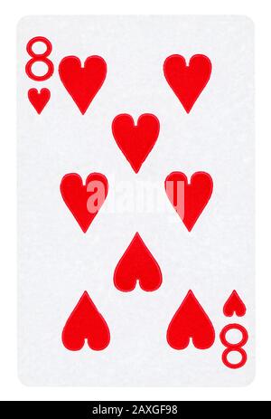 Huit de coeur Vintage playing card - isolated on white (chemin inclus) Banque D'Images