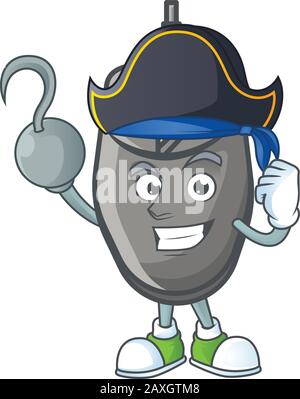 Calme une main Pirate noir souris mascotte design porter chapeau Illustration de Vecteur