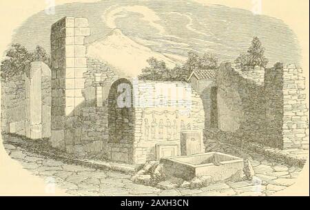 Les ruines de Pompéi : une série de dix-huit vues photographiques : avec un compte rendu de la destruction de la ville, et une description des vestiges les plus intéressants . - moyens d'un pivot de fer fort sur le dessus de la. FONTAINE À TLTVIIS PRÈS DE LA PORTE DE HEBCULANEUM. MOULINS ET FOUR. Banque D'Images