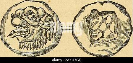 Les fondements de l'histoire . deux shillings et sixpence à £1.1.0; cuivre, un shilling et oneshilling et sixpence.Grec autonome—.^gina—Silver, deux à sept shillings. Athènes—argent, deux à douze shillings. Corinthe—argent, deux à cinq shillings. ** diverses villes – cuivre, de la triple augmentation; gen- erally de un à deux shillings chacun. 216 FIEST THIIS GS. D'or et d'argent. Les marbres Arundeliens nous disent, thatPhido, l'Ardonnent, a d'abord frappé la pièce d'argent dans l'île de^gina. La façon dont les pièces de monnaie ont été frappées dans ces lieux est inconnue : la date qui leur a été généralement attribuée est dans le 80-thc Banque D'Images