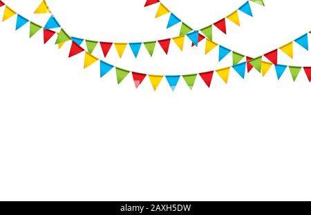Guirlande de carnaval avec drapeaux. Fanions décoratifs colorés pour la fête d'anniversaire, festival Illustration de Vecteur