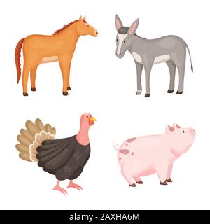 Conception vectorielle du signe de la ferme et de la nourriture. Ensemble d'illustrations vectorielles de stock agricole et de campagne. Illustration de Vecteur