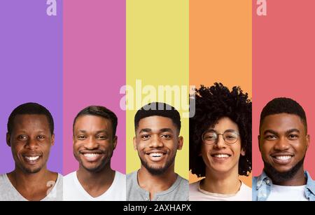 Collage de gars afro beau sur des arrière-plans colorés Banque D'Images