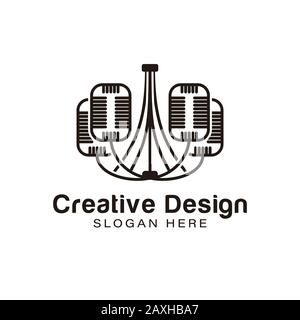 Microphone. Décoration des Idées de logo de lampe. Logo inspiration. Illustration Du Vecteur De Modèle. Isolé Sur Fond Blanc Illustration de Vecteur