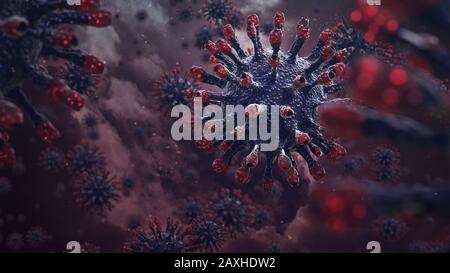 coronavirus, virus qui cause des infections respiratoires et le froid commun Banque D'Images