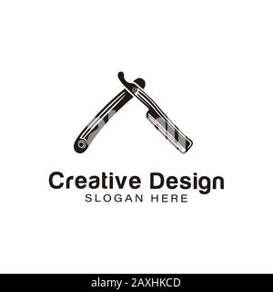 Lame de rasoir ancienne. Idées de logo de barbershop. Logo inspiration. Illustration Du Vecteur De Modèle. Isolé Sur Fond Blanc Illustration de Vecteur