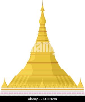 Pagode Shwedagon (Yangon, Ancien Rangoon, Birmanie). Isolé sur l'illustration vectorielle d'arrière-plan blanche. Illustration de Vecteur