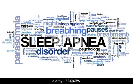 Les concepts d'apnée du sommeil sont le signe du nuage. Trouble du sommeil mots-clés graphiques. Banque D'Images