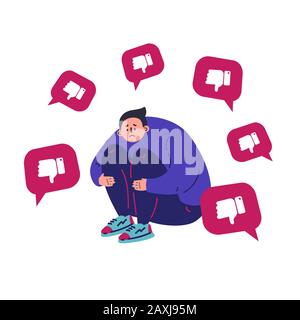 Triste homme mécontent souffre d'un désarroi Illustration de Vecteur