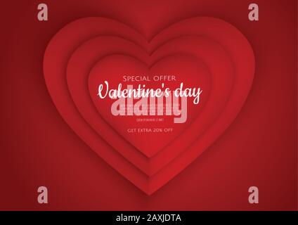 Valentines Day vente poster with pink hearts Illustration de Vecteur