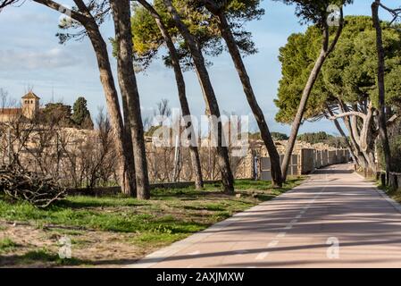 Platja de les Muscleres à la Escala derrière les ruines d'Empuries, dans la province de Giron, Catalogne, Espagne. Banque D'Images